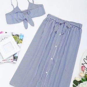 2 piece striped skirt set